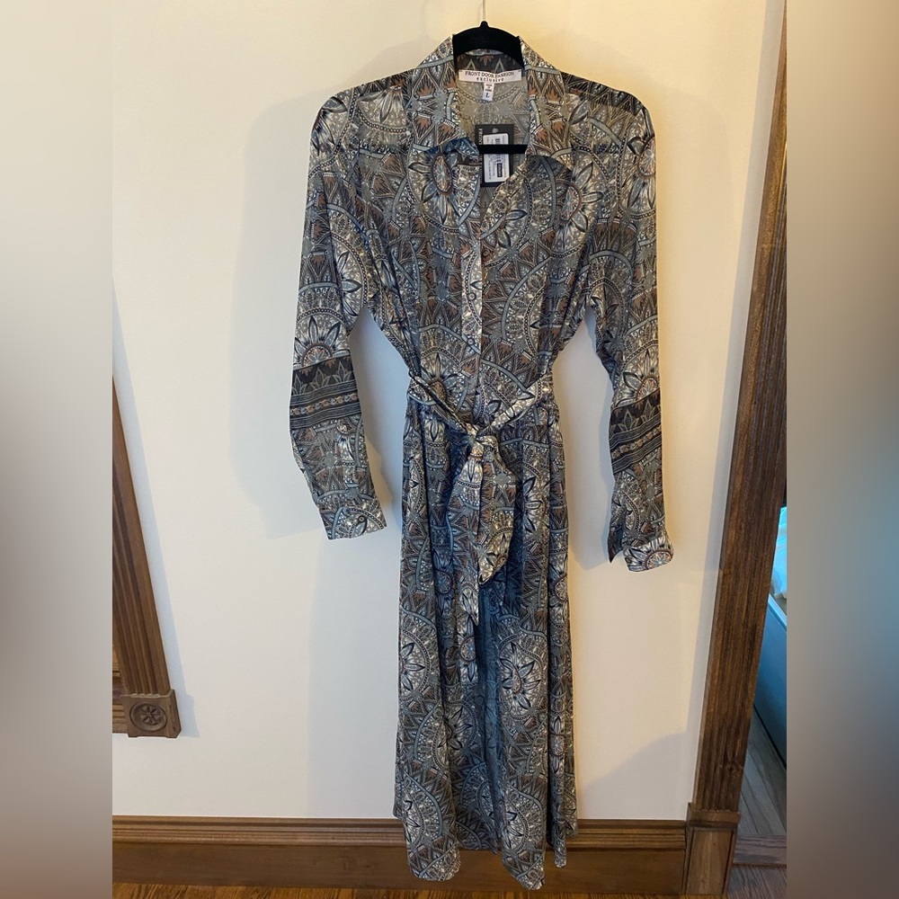 Printed Belted Shirt Dress